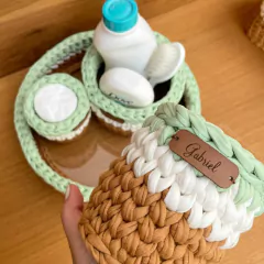Kit Higiene Bebê em Crochê com Nome | 4 Peças - comprar online