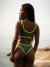 Biquíni Conjunto Pamela Verde/Amarelo - Top Faixa com Alças Fixas e Calcinha Asa Delta - comprar online