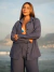 Saída Conjunto Leticia Azul - Camisa Manga Longa com Botões Frontais e Calça com Ziper e Bolsos