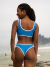 Biquíni Conjunto Pamela Azul/Branco - Top Faixa com Alças Fixas e Calcinha Asa Delta - comprar online