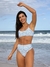 Biquíni Conjunto Malibu Flores Azul - Top com Alças Fixas e Bojo Removível e Calcinha Cintura Alta (Hot Pants) - Amar Biquinis