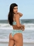 Biquíni Conjunto Malibu Flores Verde - Top com Alças Fixas e Bojo Removível e Calcinha Cintura Alta (Hot Pants) - comprar online