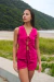 Conjunto Ivy Magenta - Camisa de Amarração Dupla Frontal e Short Com Bolso