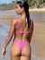 Biquíni Conjunto Jade Rosa - Top Cortininha Fixa com Acabamento em Viés e Bojo Removível e Calcinha Inteira de Tira (Marquinha Perfeita)