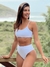 Biquíni Conjunto Malibu Branco - Top com Alças Fixas e Bojo Removível e Calcinha Cintura Alta (Hot Pants) - comprar online