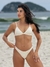 Biquíni Conjunto Julia Off White Treliça - Top Cortininha Fixa com Bojo Removível e Calcinha Asa Delta Fio Duplo (Empina Bumbum) - comprar online
