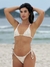 Biquíni Conjunto Luna Macramê Off White - Top Cortininha com Bojo Removível e Calcinha de Lacinho com Amarração Lateral - Amar Biquinis