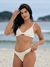 Top Silvia Macramê Off White - Top Nó Frontal Com Alças Fixas de Regulagem e Amarração