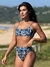 Top Malibu Tropical Azul Marinho/Branco - Com Alças Fixas e Bojo Removível