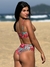 Biquíni Conjunto Malibu Folhas Vermelha - Top com Alças Fixas e Bojo Removível e Calcinha Cintura Alta (Hot Pants) na internet