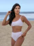 Biquíni Conjunto Malibu Lilás Pastel Tecido Texturizado - Top com Alças Fixas e Bojo Removível e Calcinha Cintura Alta (Hot Pants) - loja online