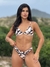 Biquíni Conjunto Julia Tropical Folhas Pretas - Top Cortininha Fixa com Bojo Removível e Calcinha Asa Delta Fio Duplo (Empina Bumbum) - comprar online