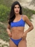 Biquini Conjunto Bruna Azul Royal Texturizado - Top com Alças Fixas e Bojo Removível Calcinha Asa Delta