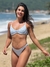 Biquíni Conjunto Nina Florzinha Azul Texturizado - Top com Alças Fixas de Regulagem e Aro Inteiro e Calcinha Asa Delta