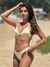 Biquíni Conjunto Julia Florzinha Amarela Texturizado - Top Cortininha Fixa com Bojo Removível e Calcinha Asa Delta Fio Duplo (Empina Bumbum) - Amar Biquinis