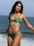 Biquíni Conjunto Nina Verde Bandeira Brilhoso - Top com Alças Fixas de Regulagem e Aro Inteiro e Calcinha Asa Delta - Amar Biquinis