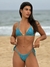 Biquíni Conjunto Luna Azul Tiffany Canelado - Top Cortininha com Bojo Removível e Calcinha de Lacinho com Amarração Lateral - Amar Biquinis