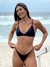 Biquíni Conjunto Jade Preto - Top Cortininha Fixa com Acabamento em Viés e Bojo Removível e Calcinha Inteira de Tira (Marquinha Perfeita) - comprar online