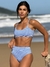 Biquíni Conjunto Malibu Xadrez Azul - Top com Alças Fixas e Bojo Removível e Calcinha Cintura Alta (Hot Pants)