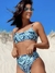 Biquíni Conjunto Malibu Canelado Azul - Top Faixa com Alças Fixas e Bojo Removível e Calcinha Cintura Alta (Hot Pants) - loja online