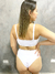 Calcinha Helena Branco - Cintura Alta (Hot Pants) c/ Detalhe em Nó