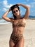 Biquíni Conjunto Malibu Onça - Top com Alças Fixas e Bojo Removível e Calcinha Cintura Alta (Hot Pants) - Amar Biquinis