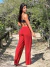 Saída de Praia - Calça Pantalona Liz Vermelha - comprar online