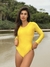 Maiô Luisa Amarelo Brilhoso - Manga Longa Com Bojo Removível e Costas Aberta na internet
