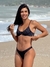 Biquíni Conjunto Nina Preto Tecido Texturizado - Top com Alças Fixas de Regulagem e Aro Inteiro e Calcinha Asa Delta