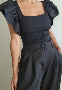 top alas rib y mangas de poplin - Amapola