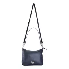 Bolsa de couro preta feminina com alça longa ajustável e design minimalista – estilo tiracolo moderno - Sagga