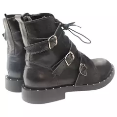 BOTA FEMININA CANO BAIXO COURO PRETO GRULLER 91107 - loja online