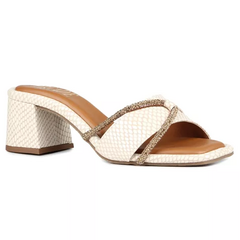 SANDÁLIA SALTO MULE GRAZIA TIRA STRASS SNAKE OSSO ORCADE 070138