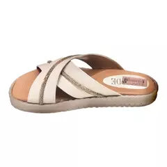 FLAT BEGE X COM BRILHO DOURADO ORCADE 089103 - Pista Livre | Calçados Femininos, Bolsas e Acessórios