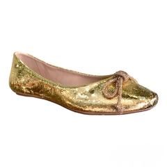 SAPATILHA DOURADA COM LAÇO DE BRILHO MAITHE 26317 - comprar online