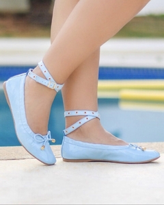 SAPATILHA LAÇO COM TIRAS VERNIZ AZUL CLARO RAPHAELLA AZUL 0782320 - comprar online