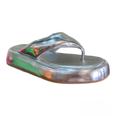 FLAT PAPETE THONG COURO METALIZADO PRATA CARRANO 470018C - comprar online