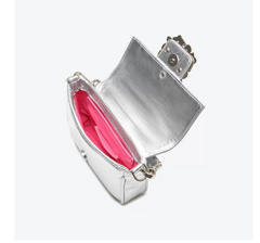 BOLSA TIRACOLO DIAMONDS PEQUENA PRATA VICENZA 720003U - loja online