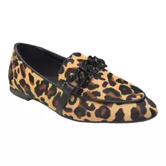 MOCASSIM PELO ANIMAL PRINT ONÇA COM CORRENTE PRETA 365 DAYS 5127 na internet