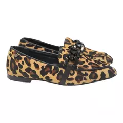 Imagem do MOCASSIM PELO ANIMAL PRINT ONÇA COM CORRENTE PRETA 365 DAYS 5127