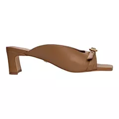 OPEN MULE MINIMAL FIVELA SALTO PILAR COURO MARROM HONEY CARRANO 809002 - comprar online