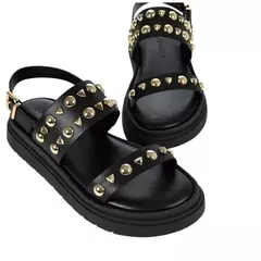 PAPETE PRETO TIRAS TACHAS COURO LOUCOS E SANTOS L22443001 - Pista Livre | Calçados Femininos, Bolsas e Acessórios