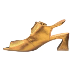 SANDÁLIA FEMININA SALTO BLOCO COURO METALIZADO BRONZE SANTA FLOR 508511343 na internet