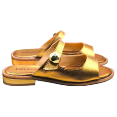 Sandália feminina bronze confortável ideal para o dia a dia e eventos - Gruller