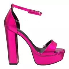 SANDÁLIA FEMININA SALTO ALTO METALIZADA ROSA LATELIER 82083 - comprar online
