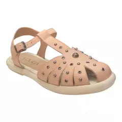 Sandália feminina nude com tachas e solado macio - conforto e estilo para looks casuais - Vogga