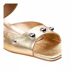 SANDÁLIA OPEN MAXI STUDS SALTO PRISMA COURO METALIZADO GOLD CARRANO 817002 - loja online