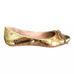 SAPATILHA DOURADA COM LAÇO DE BRILHO MAITHE 26317 - comprar online