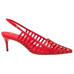 SLINGBACK COURO SALTO BAIXO FINO VERMELHO CARRANO 439022