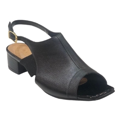 SANDÁLIA FEMININA COURO PRETO SALTO BLOCO LACRE 31200005